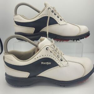 Women's Golf Shoes FootJoy Size 8.5 GreenJoys with Cleats White Black 48384